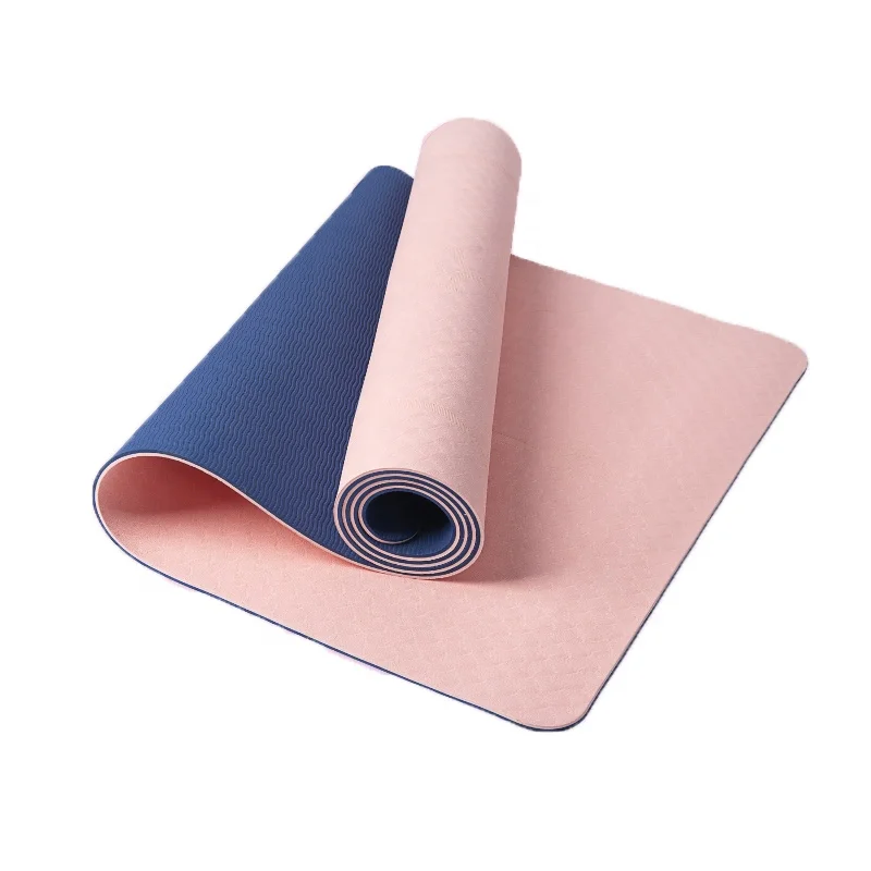 

custom size 8mm & 6mm thick tpe yoga mat double layer wholesale non-slip anti slip custom print eco friendly yoga mat with bag