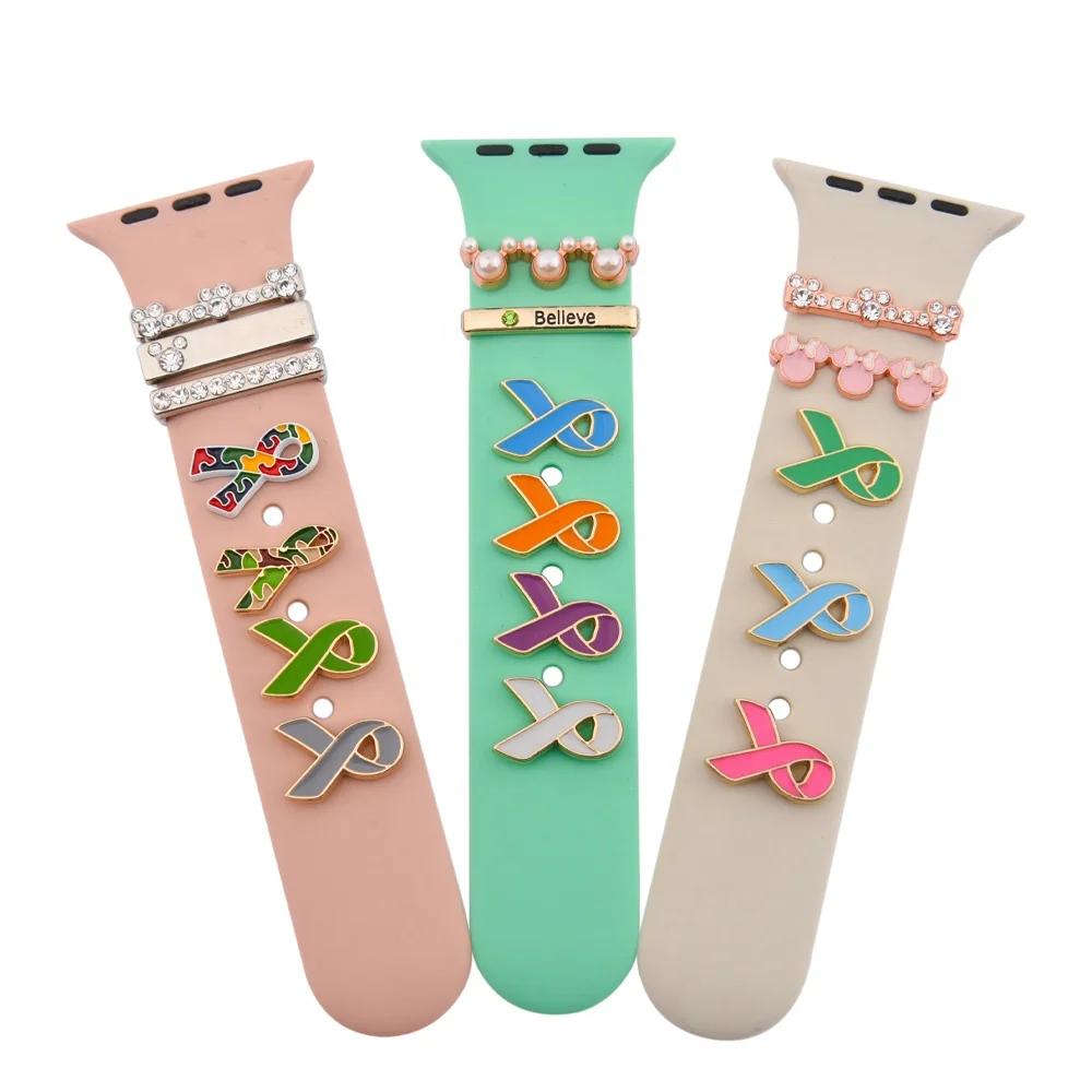 

Wholesale Custom Heart Stud Mini Bunny Enamel wristband Charms Alloy Watch Band Accessory Charms