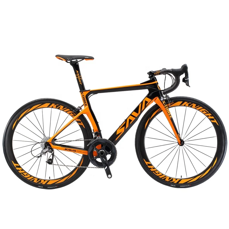 

SAVA Phantom 3.0 700C Road Bike T800 Carbon Fiber 22 Speed Bicicleta R8000 Cycling Bicycle, Black red/black grey/black orange