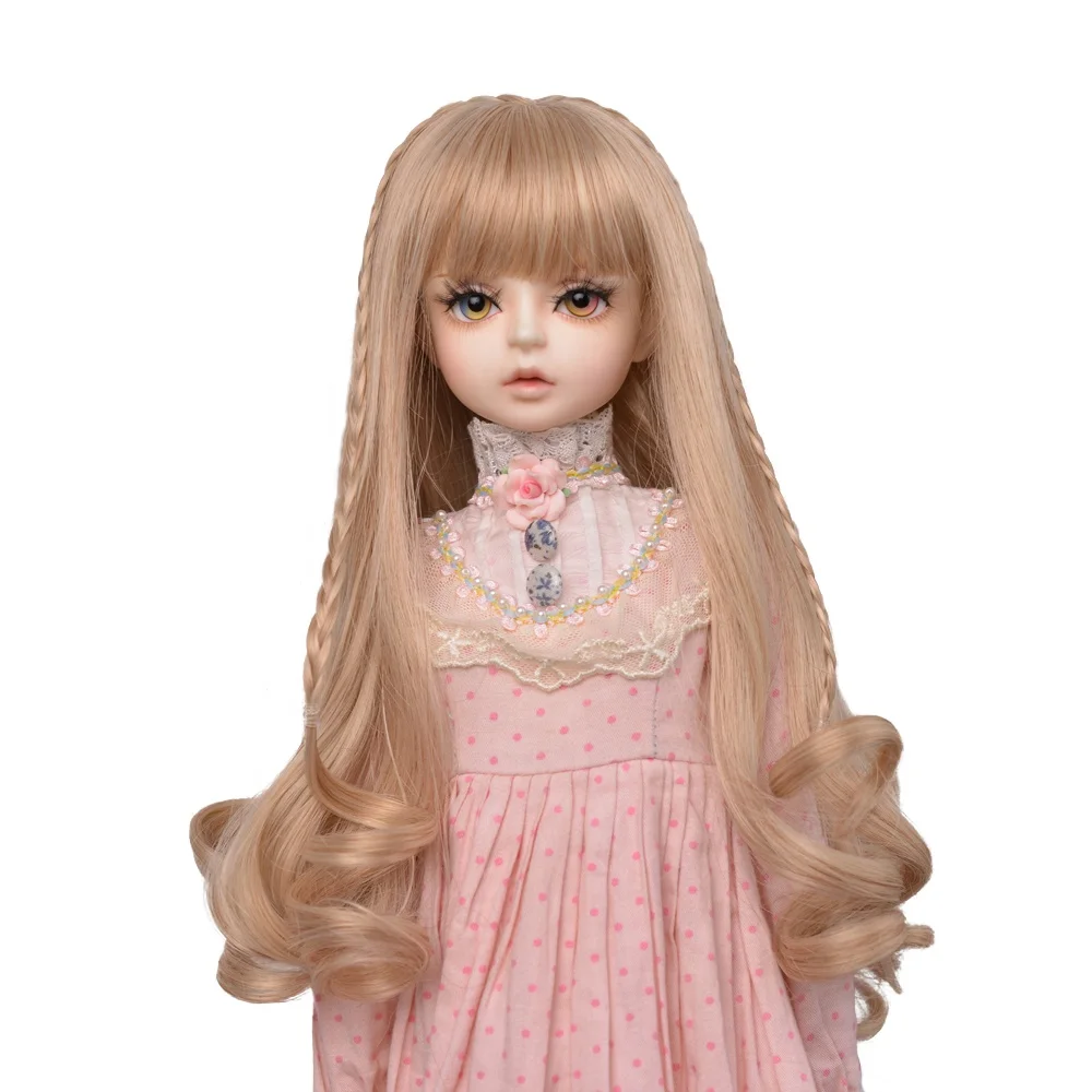 

High quality synthetic long wig orange color water wave bjd doll wig 1/3 1/4 1/6 for choose