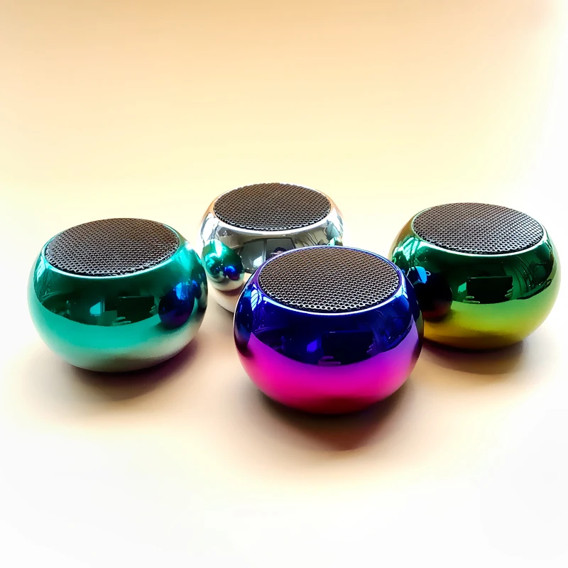 

2021TWS Round Metal Electroplating TWS Mini Outdoor Portable Wireless Bluetooth Speakers