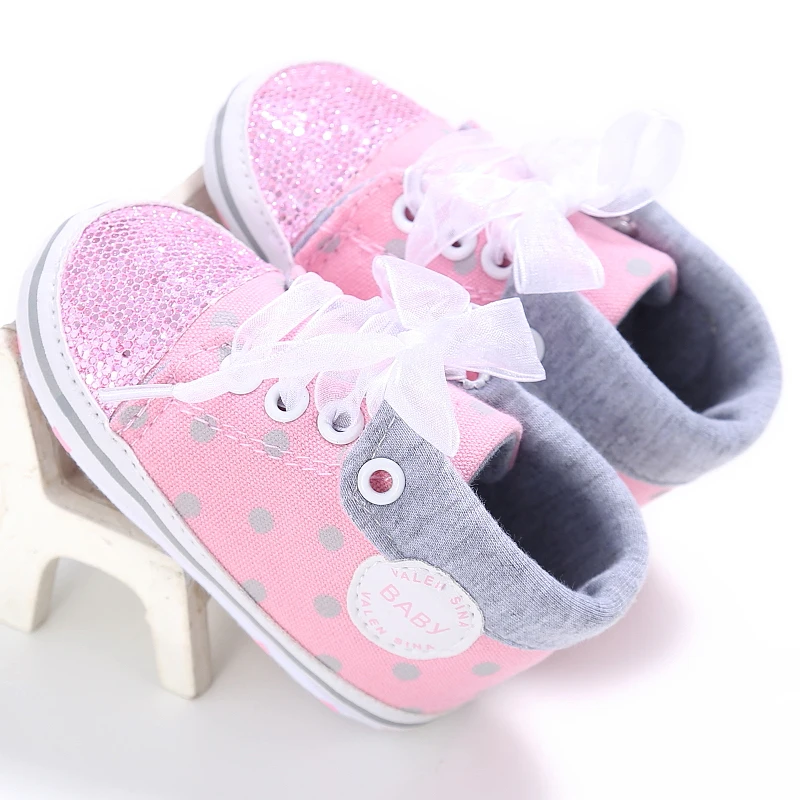 

China Factory Canvas sport Baby girl designed 0-2 years Lace-up baby shoes