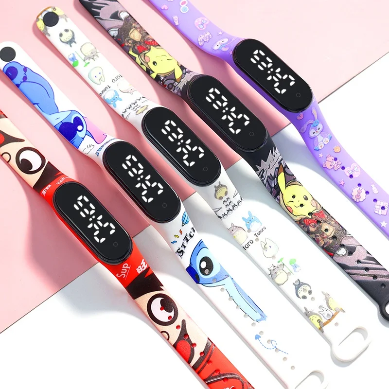 

2021 New Fashion Student Watch Cartoon Printed LED Touch Waterproof Digital Watches