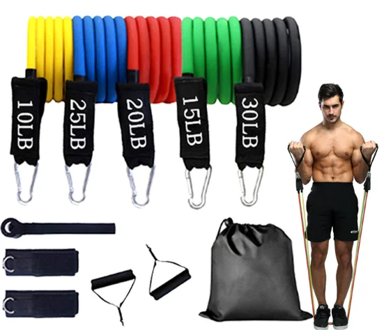 

Pull Rope Fitness Exercises Latex 150lbs heavy Resistance training Tubes Long 100 lbs 11Pcs Resistance Band Set, As picture