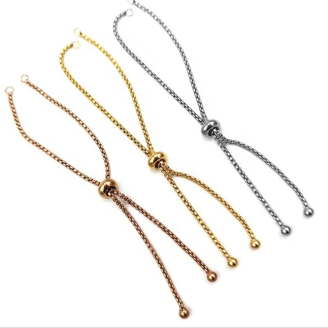 

Yiwu Aceon Stainless Steel Rolo Chain Monica Bracelet Component Rubber Bead Adjust Clasp DIY Chain Part