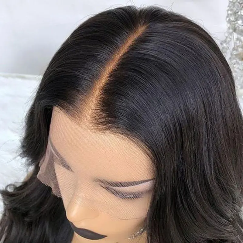 

Fake Scalp Wig Deep parting13x6 Lace Front Invisible Knot Wig Bleached Knots Pre Plucked Lace Front Human Hair Wig 150% density