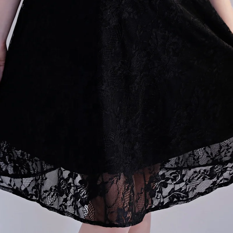 
2019 Latest Designs Chinese Morden fashion Cheongsam Elegant Black Qipao Short lace Dress For Women Party or othr Casual Wear 
