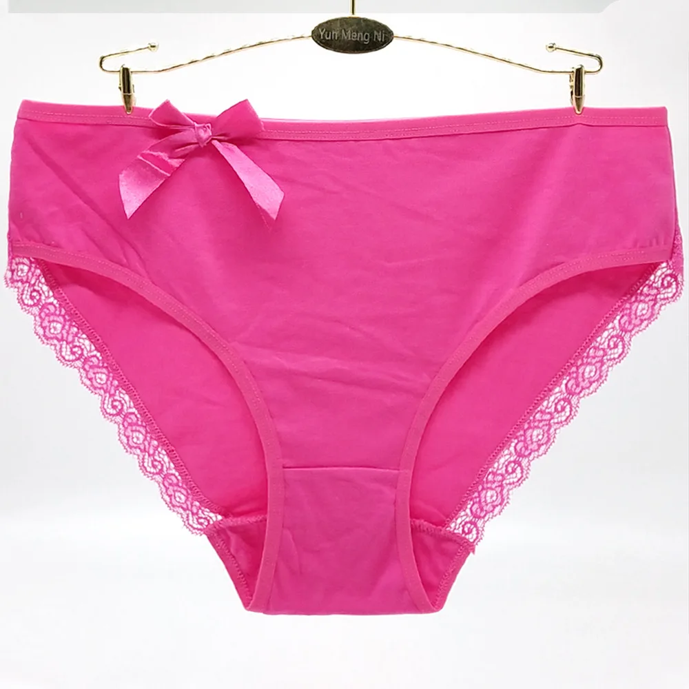 

big plus super size assorted solid colors cotton fat women underwear, 6 colors as photo