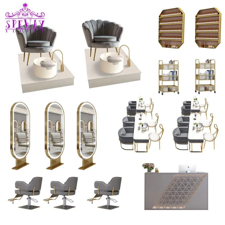 

speway salon furniture packages Gray fabric salon manicure spa pedicure chairs with 10% discount, Optional