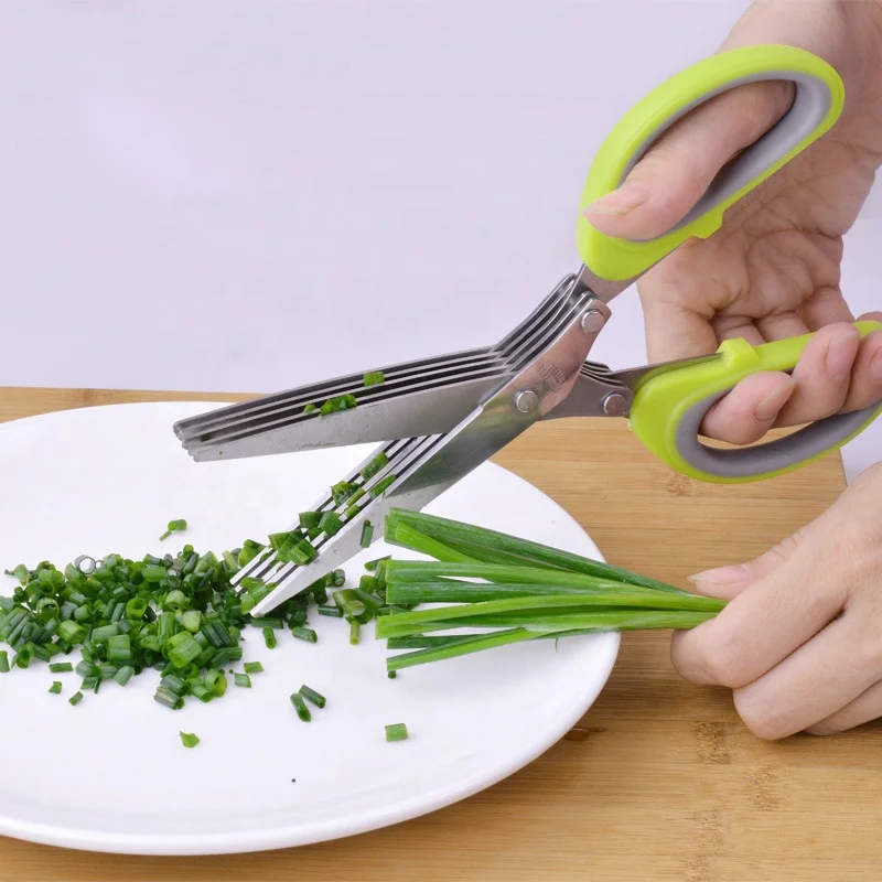 

High Quality Multi-functional Stainless Steel 5 Layers Herb Scissors Spices Cooking Tools, Customized