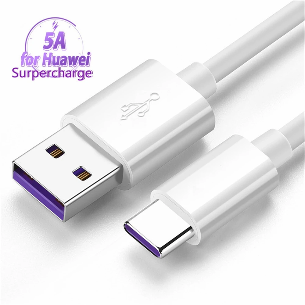 

1M 1.2M 5A USB Type C Cable Quick Charge USB-C Fast Charging Mobile Phone Data Cable For Huawei, Black/white