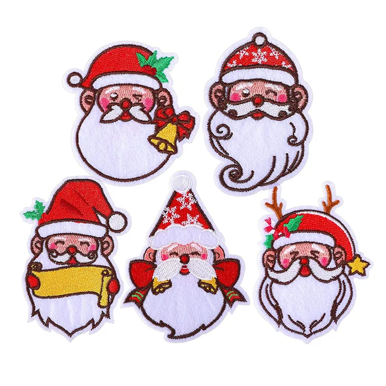 

Santa Claus Iron On Patches Christmas Sew On Cloth Embroidered custom hat embroidery badge