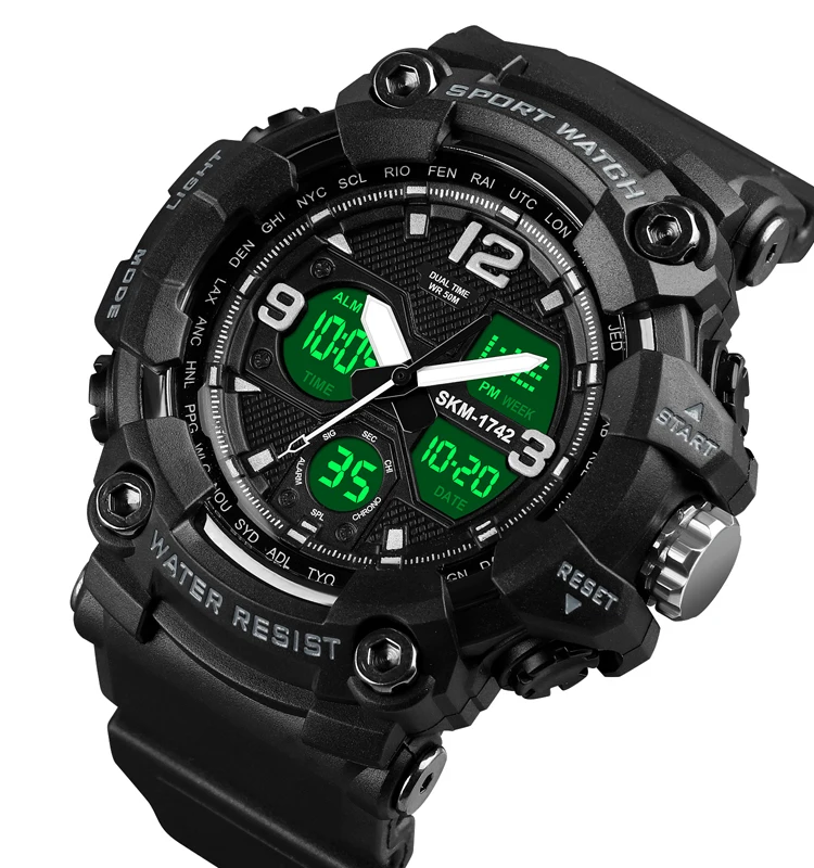 

New Arrival Skmei 1742 Black Digital Watch for Sport Men Waterproof 5ATM Fashion Wristwatch, 4 colors for choose
