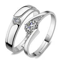 

Fashion Crystal CZ Stone Wedding Engagement Rings for Couples 925 Sterling silver Adjustable Ring for women men