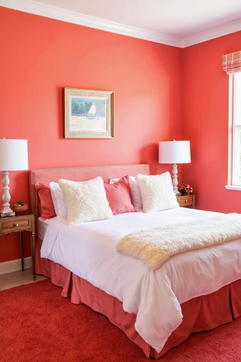 Coral Wallpaper Reading Nook