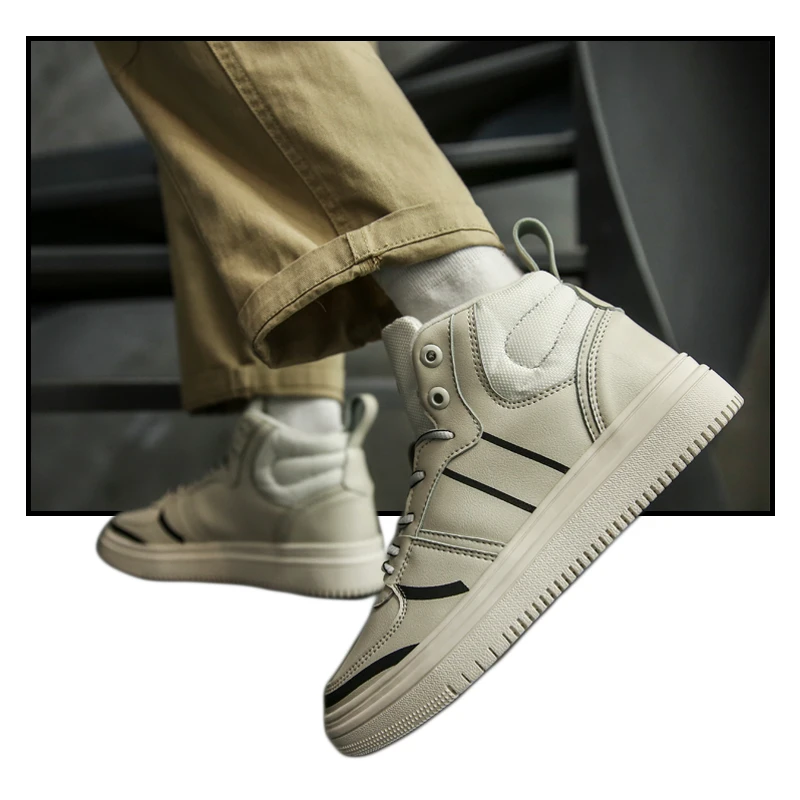 

YT New Arrival Good Quality Fashion Walking Shoes High Cut Men Flat Sneakers