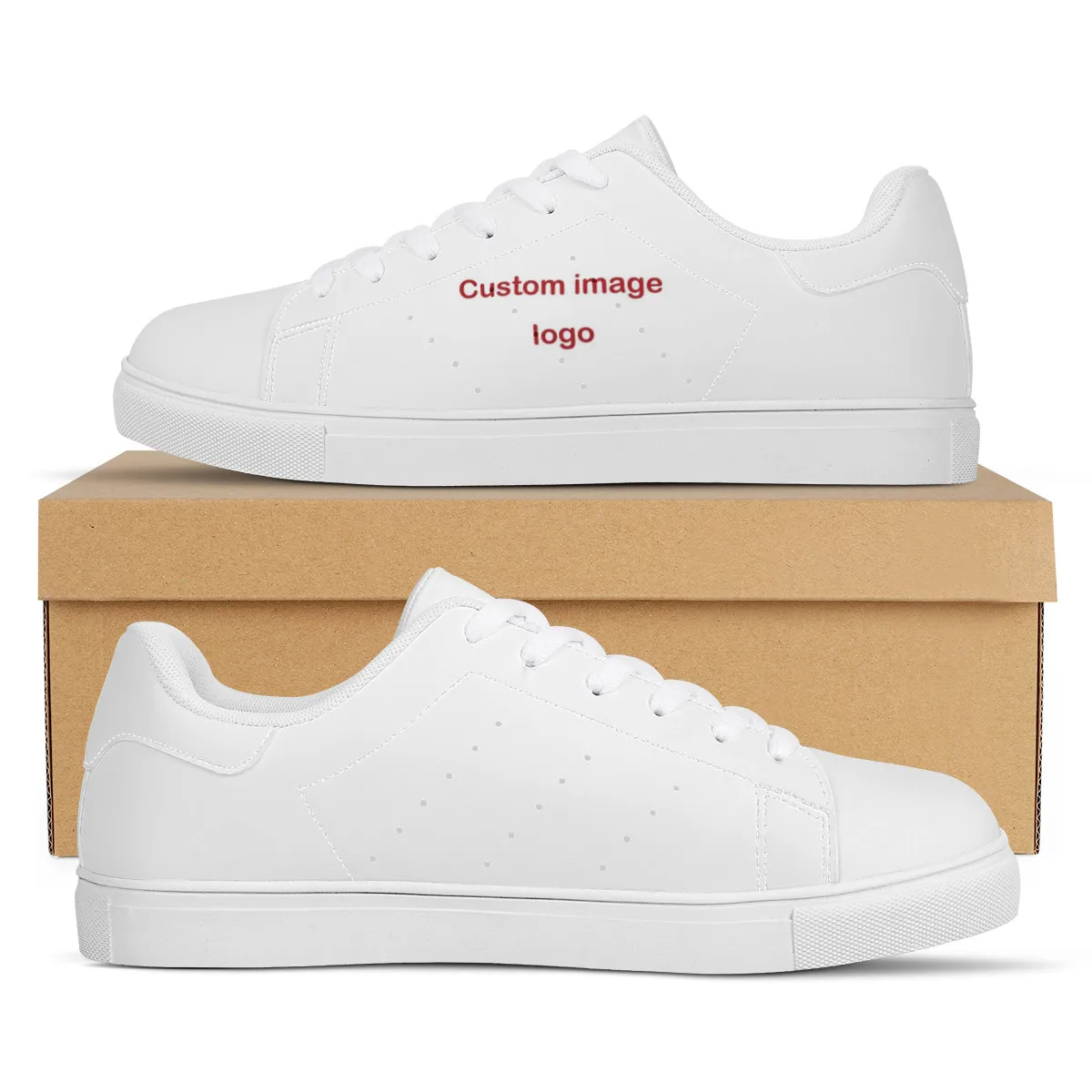 

Sneakers Custom White women's canvas trendy shoes PU Genuine Leather Casual Shoes for Women, Customized color