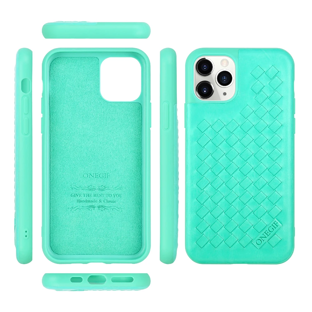 

Wholesale Weave BV Pu Leather For iPhone 12 11 Pro 7 8 Plus XS XR MAX Mobile Back Cover, 4 colors