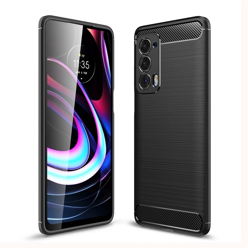 

Hot Sale Factory Price Good Quality Carbon Fiber Pattern Brush TPU Phone Back Case For Motorola Moto Edge 2021 G60 G50