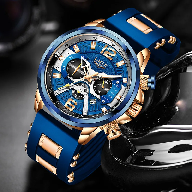 

2021 New LIGE 8917 Casual Luminous Sports Watch For Men Top High Quality Military Leather Wrist Watches Mens Relogio Masculino 3