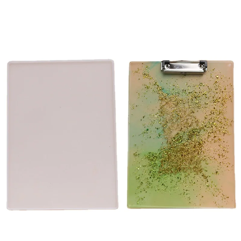 

Shiny resin folder drawing board mold DIY folder silicone mold painting sketchpad clip mold, White
