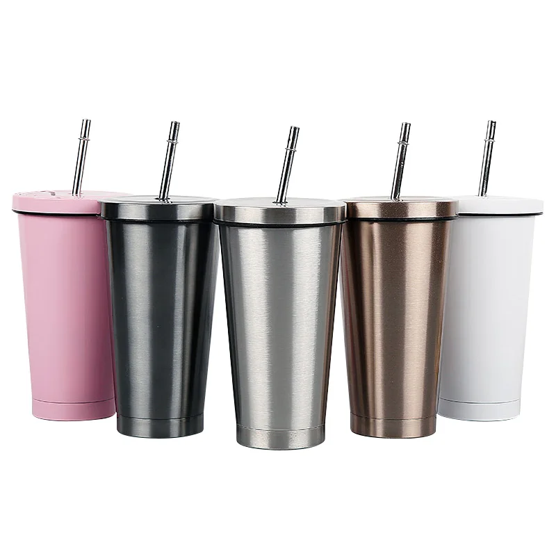 

Tumbler 17oz Stainless Steel Vacuum Insulated Tumbler with Lid and Straw, Travel Mug Double Wall Coffee Cup for Home, Black,grey,white,gold,pink,silver