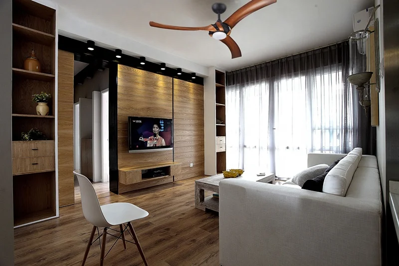 
52 inch Home decorative Air Cooling Fan new model fancy AC LED ceiling fan with 3 ABS baldes, include wall control 