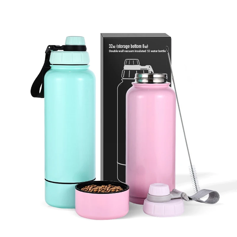 

Everich New Design 2 in 1 Dog Water Bottles Stainless Steel Insulated 32oz Sports Bottle with Storage Case