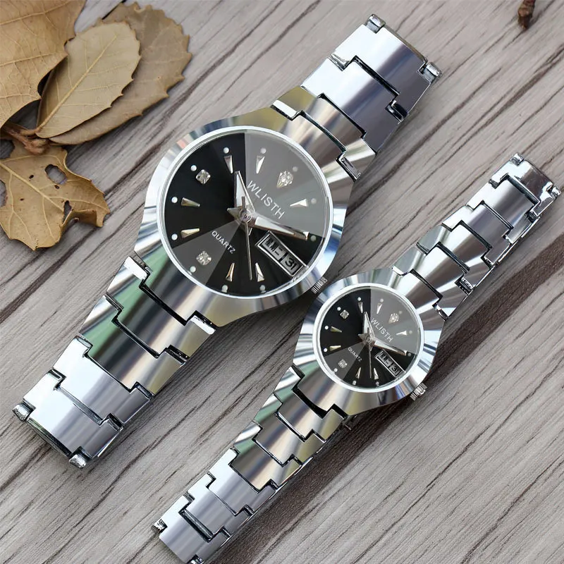 

Wlisth Brands Tungsten Steel Cheap Quartz Watches Fashion Reloj Couple Watches Set Luminous Watches For Men And Woman, Refer to photos or according to your requirements