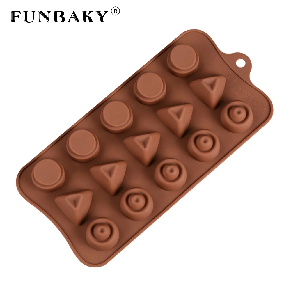 

FUNBAKY Baking supplies candy mold 15 cavity 3d triangle unique round shape chocolate silicone mold cookies biscuit baking tools, Customized color