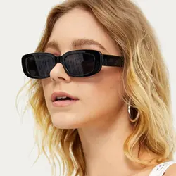 2021 Small Rectangle Sunglasses Women Vintage Bran