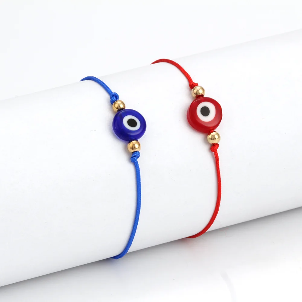 

New Top Selling Simple Design Lucky Evil Eyes Charms Bracelet Black Blue Red Rope String Evil Eyes Bracelet For Women Men