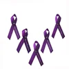 Hot Selling Purple Silver side Cancer Awareness Printed Ribbons With Small Safety Pin