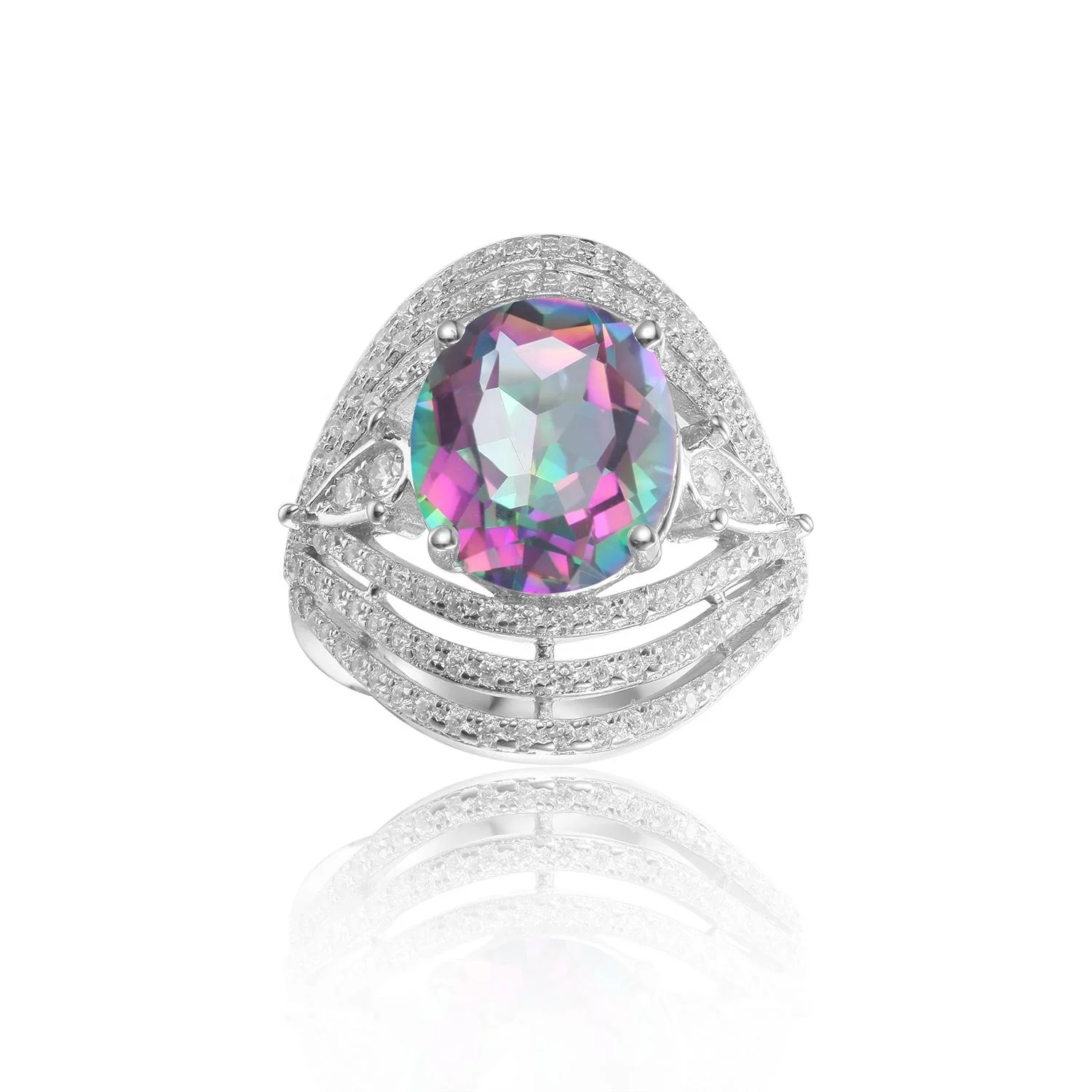 

Abiding 2021 Super Discount Fashion Mystic Quartz Big Gems Ring 925 Sterling Silver Gift Women Party Rings Jewelry