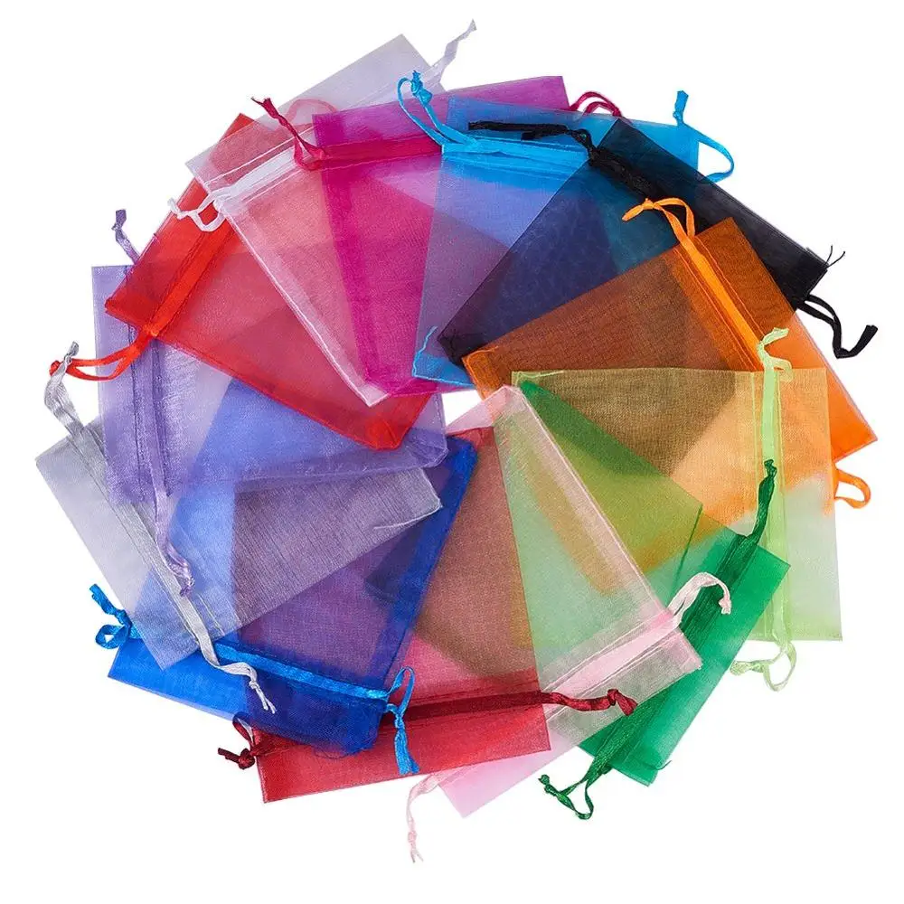 

Pandahall Mixed Color Wedding Candy Packaging Gift Bag Rectangle Organza Bags, Multicolor