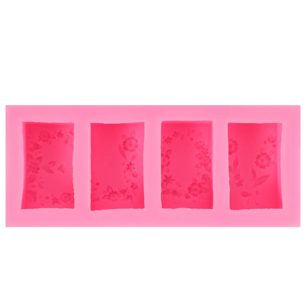 

Flower silicone mold square chocolate cake DIY handmade soap mold, Pink