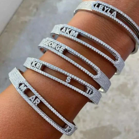 

any name can be added glitz sliding letter bangle bracelet