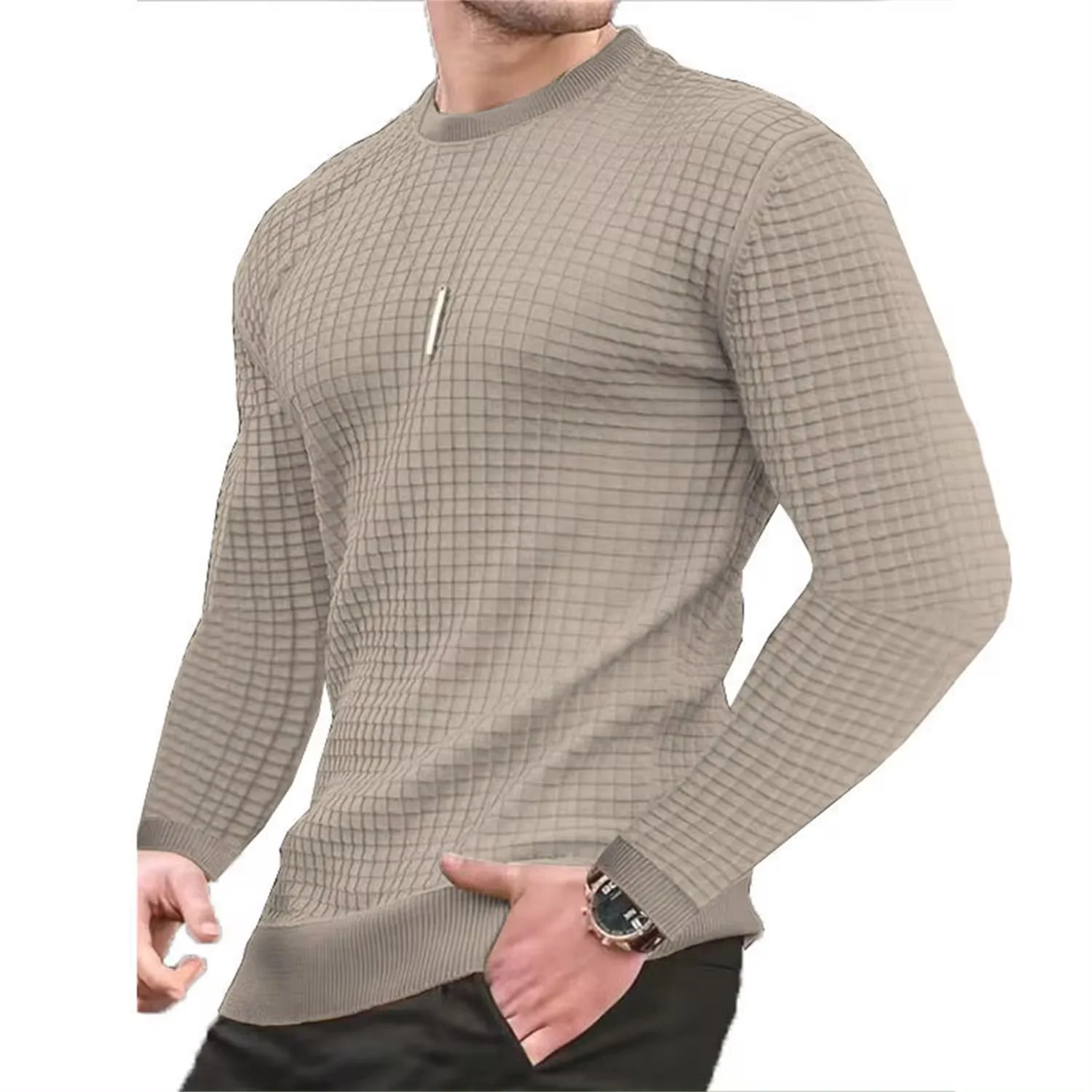S-3XL Sweatwear Men's Casual Long Sleeve Basic Knitted Sweater Pullover Male Round Collar Autumn Winter Tops Sweatshirts T-shirt