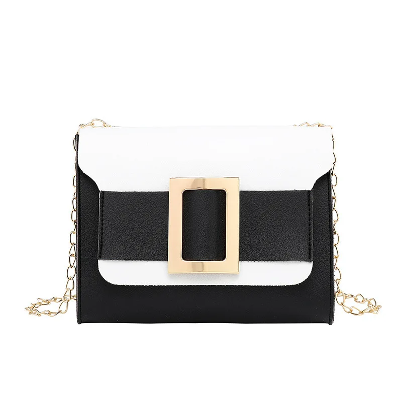 

New Fashion stitching contrast color hardware small square bags summer chain mobile phone change messenger handbag