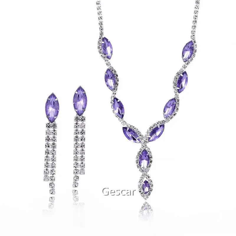 

Alloy Tassel Women Jewelry Sets New Designs Diamond Chains Necklace Earrings Sets Shinning Crystal Jewelry