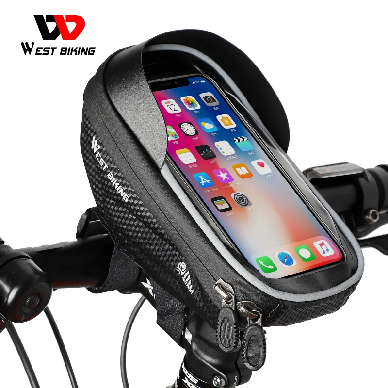 

WEST BIKING Sports Outdoor Bike Phone Cycling Bicycle Frame Bag Front Waterproof Travel Bike Smartphone Touch Screen Bicycle Bag