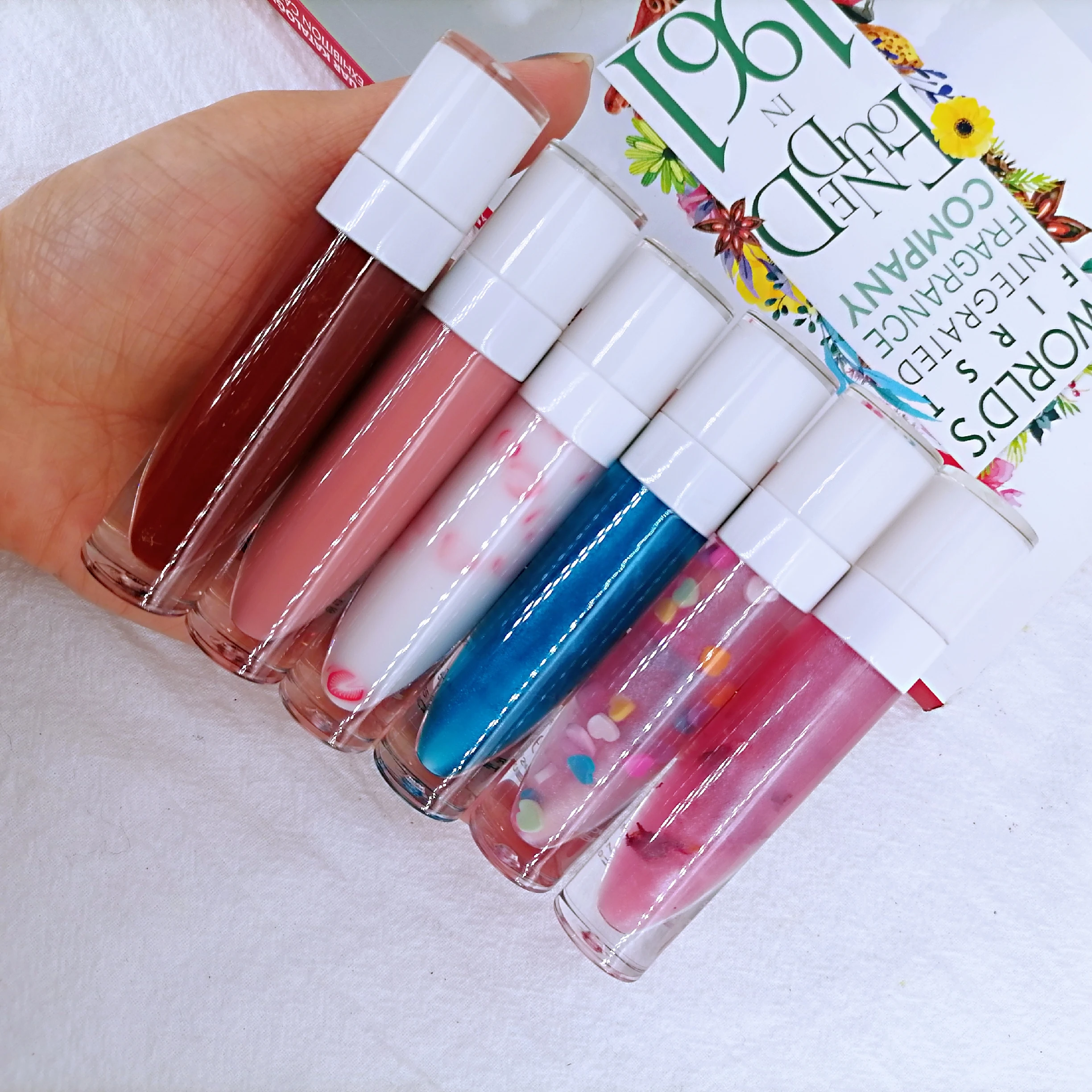 

Hot sale Lip Gloss Base Oil Custom Coconut Private Label Clear Tube Fruit Vegan Glitter Wholesale Flower Natural Lip gloss