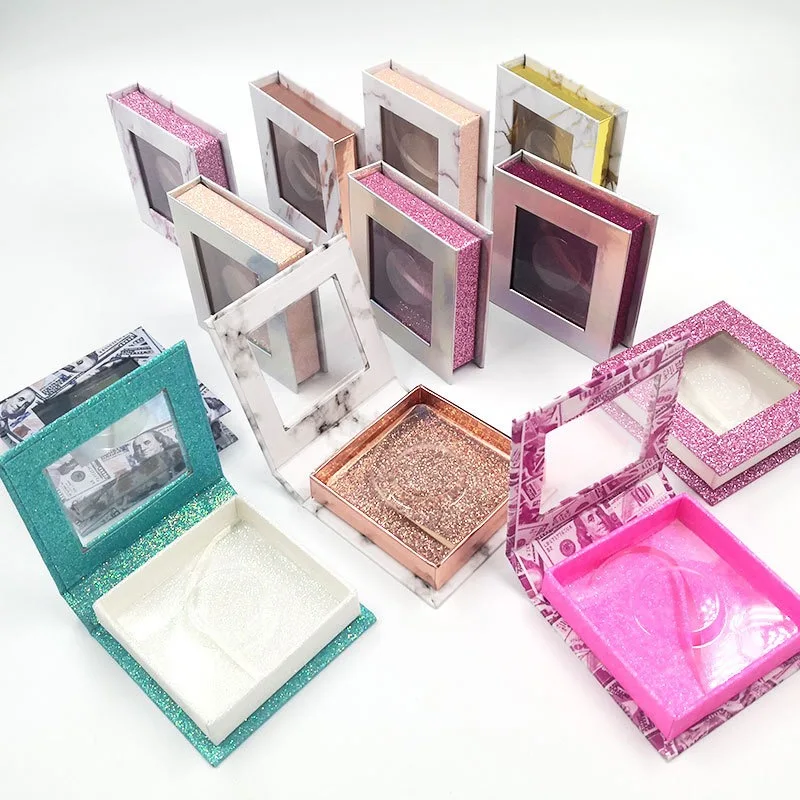 

JOY Cosmetics Eyelashes vendor customized boxes 3d 5d faux mink eyelashes natural and thin false eyelash packaging box