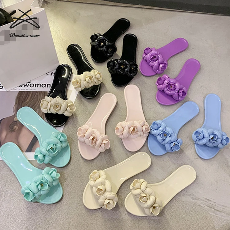 

Fashion women flower PVC indoor summer bathroom pool ladies slide sandal slipper
