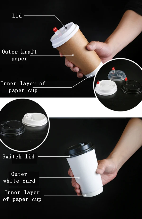 Double-layer Hollow Coffee Paper Cups Disposable Paper Cups Thickened ...