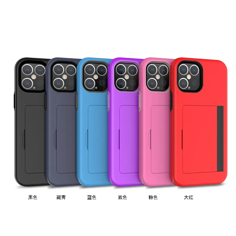 

2020 Credit Card Holder PC TPU Phone Cover Smartphone Case For iPhone 12 Mini Pro Max