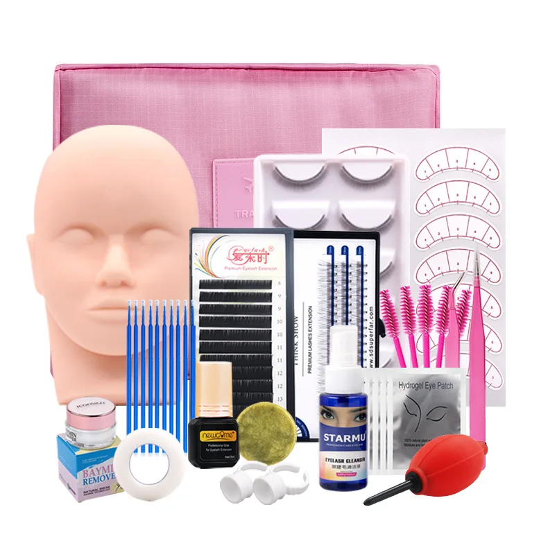 

Wholesale portable practice eyelash extension starter training kit practice eye lash extension kit, Natural black