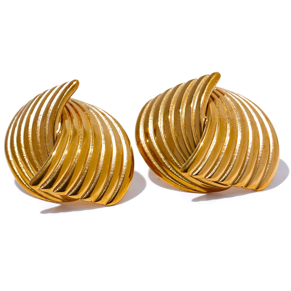 

JINYOU 2700 Stainless Steel Geometric Unusual Stud Earrings Prevent Allergy Simple Metal 18K Gold PVD Plated Jewelry Bijoux Gift