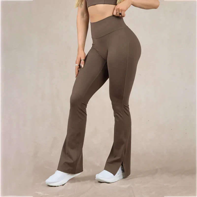 Custom Women's High Waist Zip Bootcut Fitness Bell Bottom Flare Leggings Hot Solid Pattern Yoga Pant