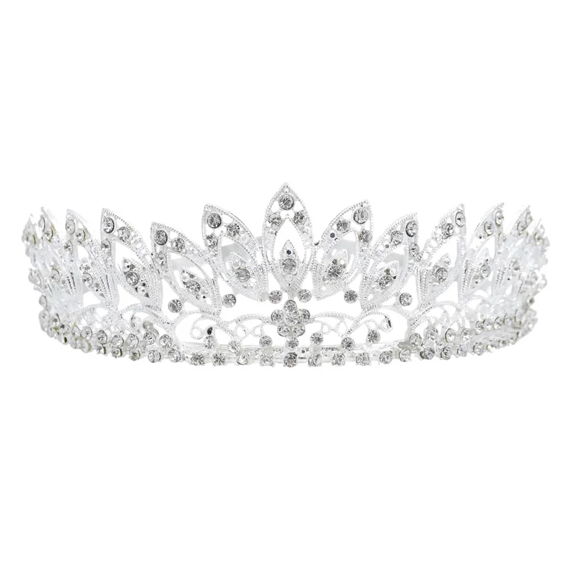 

Vintage Baroque Queen King Bride Tiara Crown For Women Headdress Prom Bridal Wedding Tiaras and Crowns, Silver